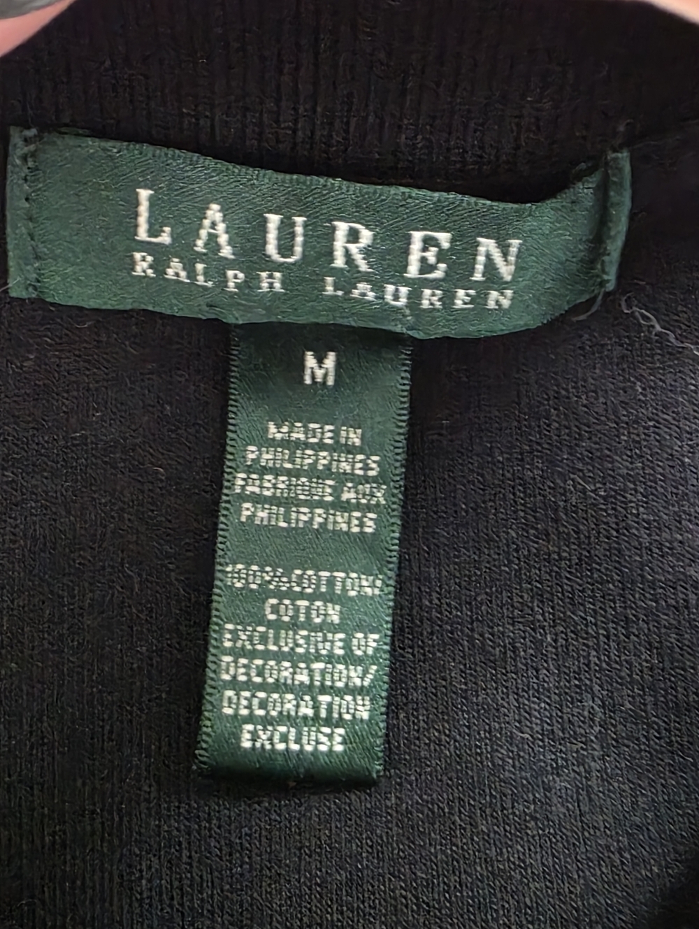 Lauren Ralph Lauren Black Short Sleeve Polo Shirt Gold Hardware Size M - Picture 6 of 8